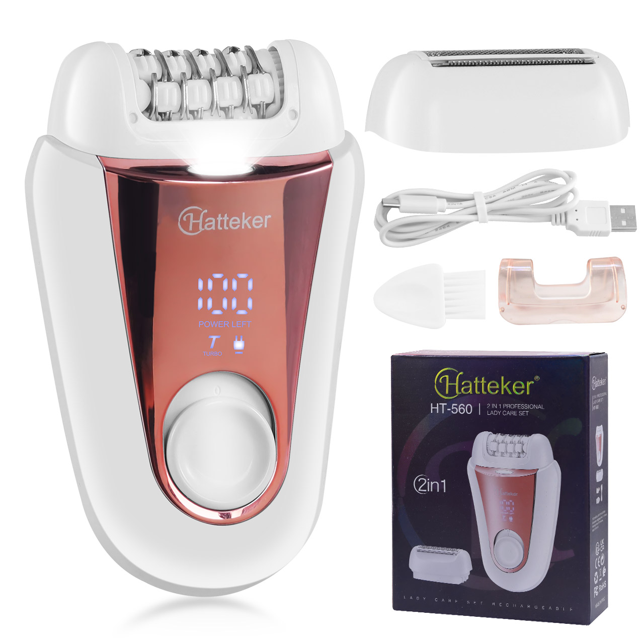 Epilator Wireless - Hatteker 2-in-1 Wiederaufladbarer Epilierer für Frauen