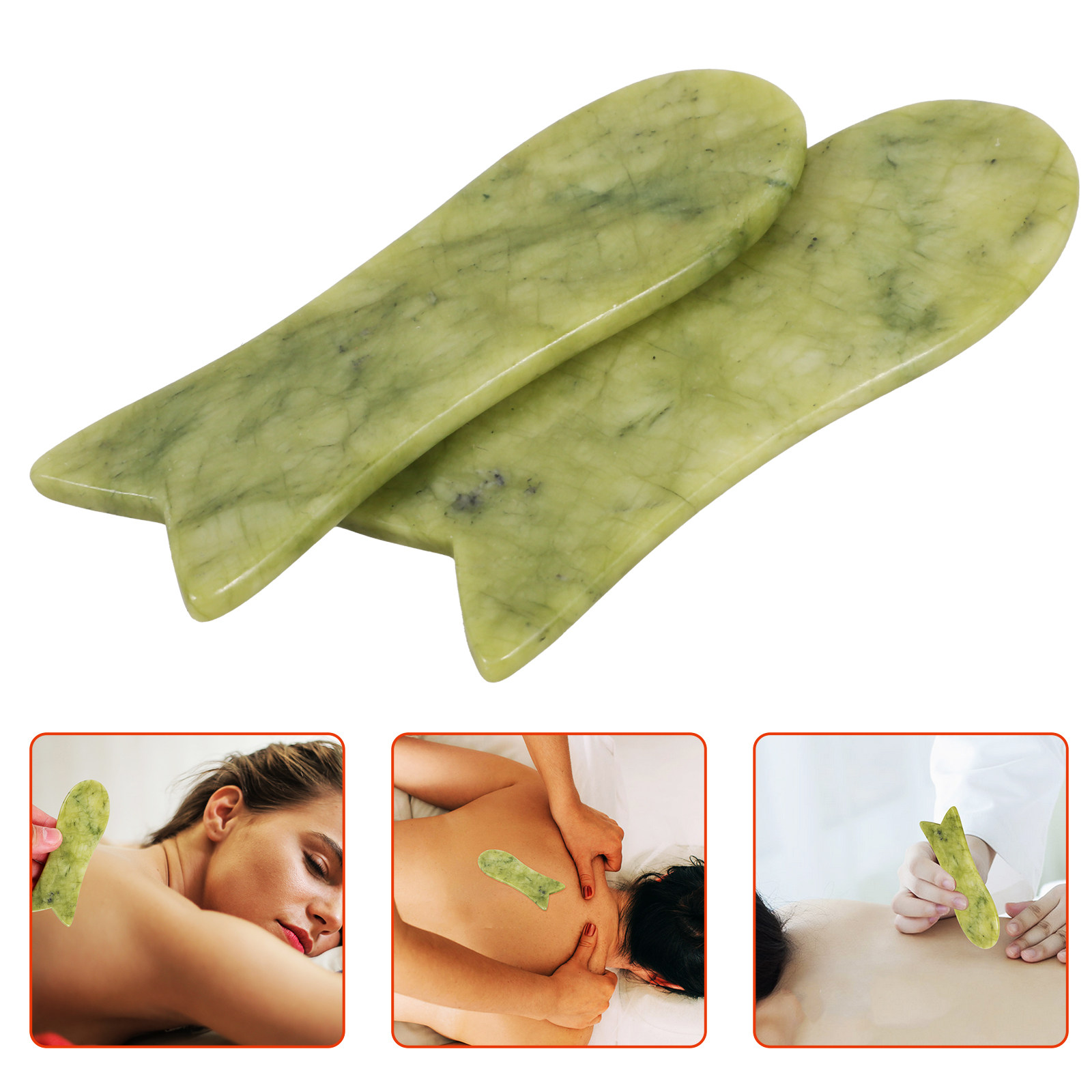 Spa Y Wellness - 2 Stück natürliche Jade-Gua-Sha-Schabeplatte für Gesicht
